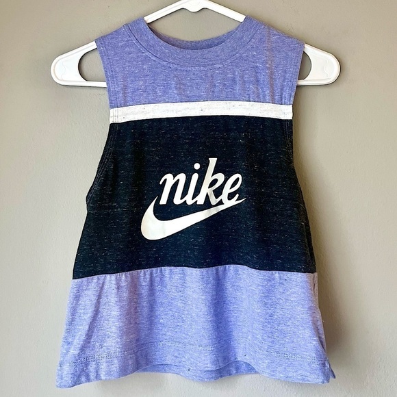 NWOT Nike Womens Purple & Black Color-block Crew Neck Sleeveless Tank - Picture 1 of 6